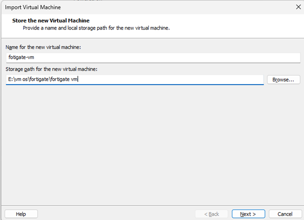 محل ذخیره سازی ماشین مجازی فایروال فورتیگیت در vmware workstation