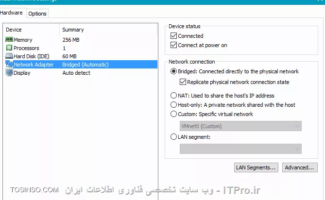 کارت شبکه روتر مجازی بریج شده