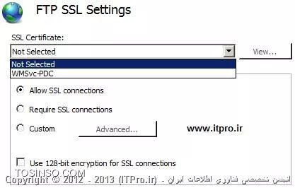 تنظیمات SSL برای FTP