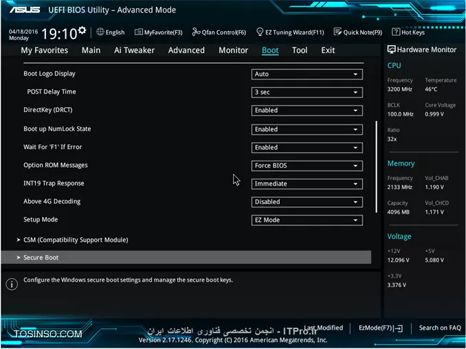 مشکل با تنظیمات BIOS به شکل زیر حل شد
این نوع مادربرد تنظیمات Login به ویندوز رو هم انجام میداد
||http://icdl.tosinso.com/files/get/fa893d6f-2beb-449b-a996-8774394a9a25||
||http://icdl.tosinso.com/files/get/db1aa26e-3c58-4ec6-9aed-25c76200d252||
||http://icdl.tosinso.com/files/get/e6c1fe15-6cb5-45a5-b249-9318f9b3d2d2||
||http://icdl.tosinso.com/files/get/868d7f65-a39a-4c1d-8c16-fe953bd29a76||