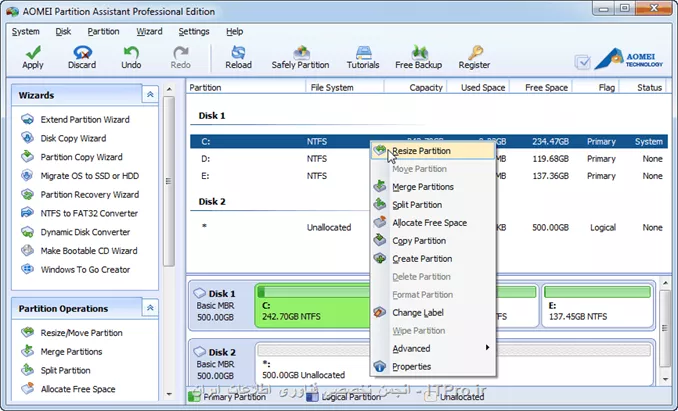 با استفاده از برنامه Partition Magic یا AOMEI Partition Assistant Professional شما می تونید بدون از دست دادن اطلاعاتتون اقدام به ایجاد یا تغییر سایز پارتیشن کنید.
در زیر مراحل رو گام به گام و با استفاده از برنامه AOMEI Partition Assistant Professional میذارم تا کامل متوجه پروسه بشین.

<center>
||http://network.tosinso.com/files/get/e0245c47-5070-4bce-a4dc-471225399d28||
||http://network.tosinso.com/files/get/db506af4-4c29-4a57-94af-e37b81dff223||
||http://network.tosinso.com/files/get/b8e2d86f-b2d8-40f9-ac30-e4ab7228a6d2||
||http://network.tosinso.com/files/get/7b295b70-155f-4d3c-8374-564f6d5aeb9c||
||http://network.tosinso.com/files/get/6902066a-3c28-47e8-b71d-d372dc065f5a||
<center>