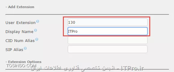 سلام خدمت ITPro های عزیز ، امروز یکی از دوستام ازم خواست که یک داخلی در VoIP که داشت اضافه کنم VoIP که داشت با Elastix راه اندازی شده بود و من با یکم سرچ پیدا کردم و براش اضافه کردم این آموزش رو برای شما عزیزان قرار می دهم امیدوارم لذت ببرید.
1.برای این کار IP سرور Elastix را در مرورگر وارد کرده و پس از نمایش پنجره لاگین به Elastix نام کاربری و رمز عبور خود را مانند تصویر زیر وارد کنید.
||http://tosinso.com/files/get/11bd0115-cb4d-4fbc-b806-ca79d3a5edfb||
2.پس از ورود به محیط کاربری Elastix به منوی PBX بروید.
||http://tosinso.com/files/get/739713e1-5ffb-4677-b21f-a1739ef4201e||
3.از سمت چپ روی گزینه Extensions کلیک کنید.
||http://tosinso.com/files/get/06369769-ac69-4d05-91d1-b43e61900525||
4.از سمت راست در گزینه ها SIP را انتخاب کنید.
||http://tosinso.com/files/get/bbf4bb62-b853-43c5-a487-55cd828fb41a||
5.روی Submit کلیک کنید.
||http://tosinso.com/files/get/dc9b2054-3b43-4e32-8a0f-60f2daa2b834||
6.در قسمت User Extension شماره داخلی و در بخش Display Name نام کاربر را وارد نمایید.
||http://tosinso.com/files/get/db71b374-9a60-4f44-a22e-aaaf4a34f9a6||
7.در قسمت Secret رمز عبور کاربر داخلی برای Register شدن را وارد کنید.
||http://tosinso.com/files/get/1ee85858-7f55-4d57-b732-e0e694e6740d||
8.سپس در پایین ترین بخش روی Submit کلیک کنید.
||http://tosinso.com/files/get/f08063f9-76a5-4bfb-b59e-9439997d1c32||
9.پس از Submit در سمت راست داخلی اضافه می شود.
||http://tosinso.com/files/get/96706b3d-4329-4380-ad9c-83740b2cc18c||
10.در آخرین بخش روی گزینه Apply Config کایک کنید.
||http://tosinso.com/files/get/7ed55b09-b64a-4ae3-8662-5bc65cb978fa||
تبریک می گم داخلی ساخته شد و لازم که برید روی گوشی یا نرم افزار های مربوط به VoIP ان را Register کنید.
موفق باشید
ITPro باشید

نویسنده : محمد جواد صبری
منبع : |جزیره ویپ وب سایت توسینسو::https://tosinso.com/network|
هرگونه نشر و کپی برداری بدون ذکر منبع و نام نویسنده دارای اشکال اخلاقی است