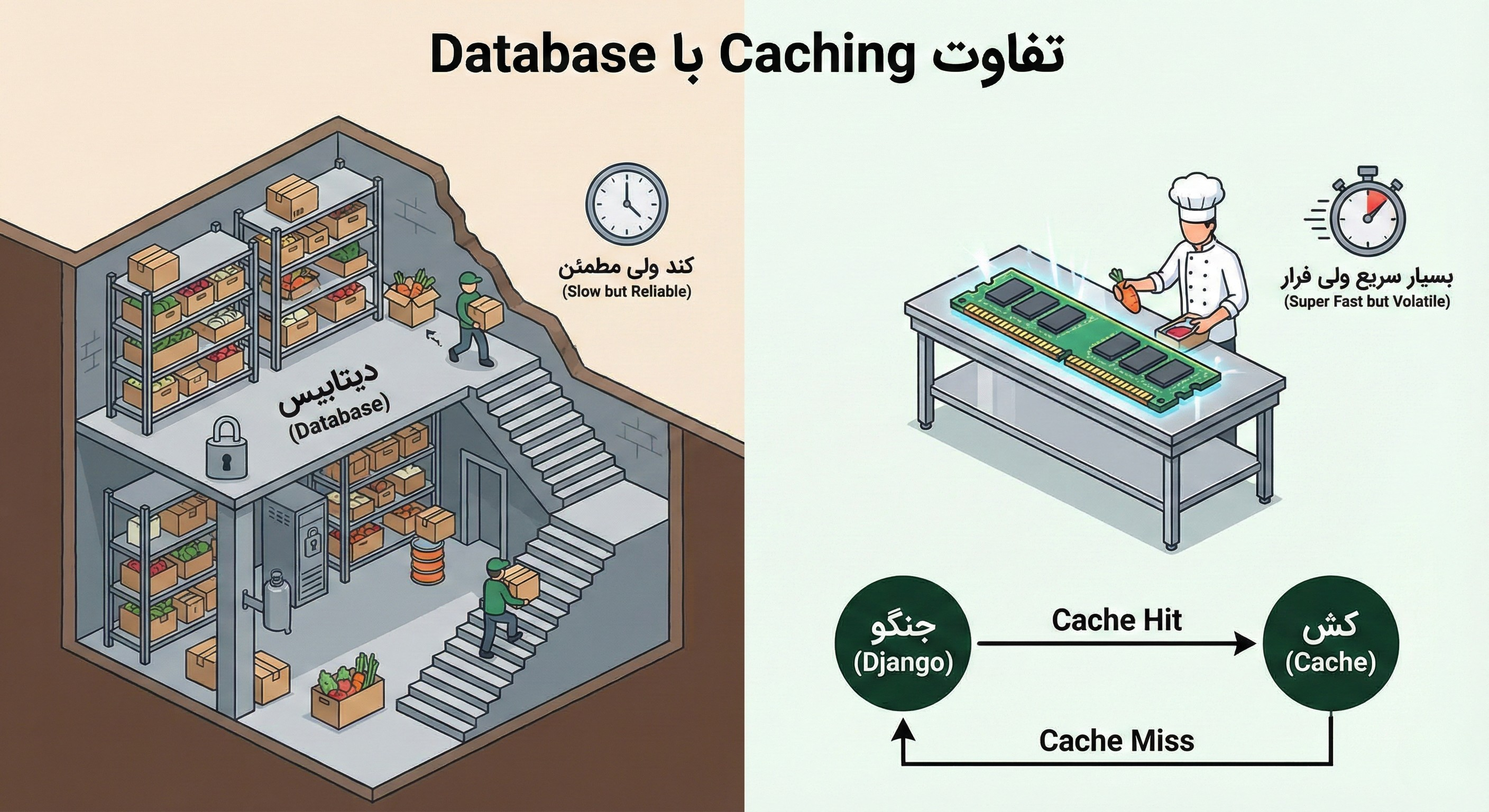 تفاوت Caching با Database