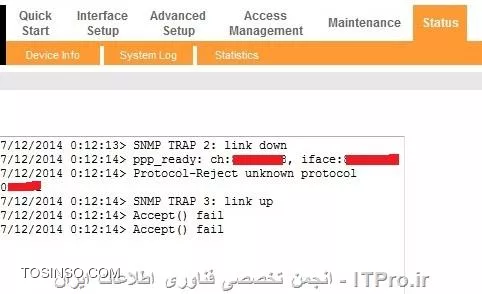 با عرض سلام و خسته نباشید خدمت دوستان و سروران گرامی

می خواستم بدونم امکانش هست کلیه ترافیک SNMP که از سمت سرور مربوط به ارائه دهنده خدمت اینترنت (مخابرات) به سمت مودم (tp-link 8817) ارسال میشه رو داخل خود
 مودم بلاک کرد؟؟؟

و اگه میشه باید از کدوم قسمت در مودم اقدام کنم؟


عکسی از قسمت log مودم و مربوط به SNMP...
||http://tosinso.com/files/get/df21bb1a-5676-4a7b-a625-331776950ef7||


با تشکر