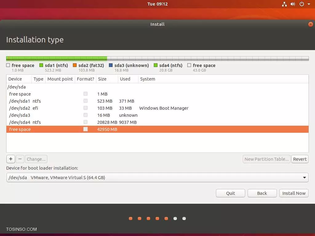 روی به فلش درایو ویندوز 10 بریزید و باهاش سیستم رو Boot کنید و از گزینه Startup Repair استفاده کنید. بعد با |این لینک::https://superuser.com/questions/1308324/create-efi-partition-before-installing-windows-10| یه EFI Partition درست کنید و بعد Ubuntu رو Boot کنید و با روش Manual Installation اوبونتو رو نصب کنید. 

||https://tosinso.com/files/get/dfb35b79-b272-4599-a884-07907f32bb22||

پارتیشن های زیر رو بسازید :
<vb>
/
SWAP
/home
<vb>
روی Install now کلیک کنید و Apply رو بزنید تا تنظیمات ذخیره بشه. این مشکل برای من هم پیش اومده بود با این روش مشکلم برطرف شد. امیدوارم مفید واقع شده باشه. 