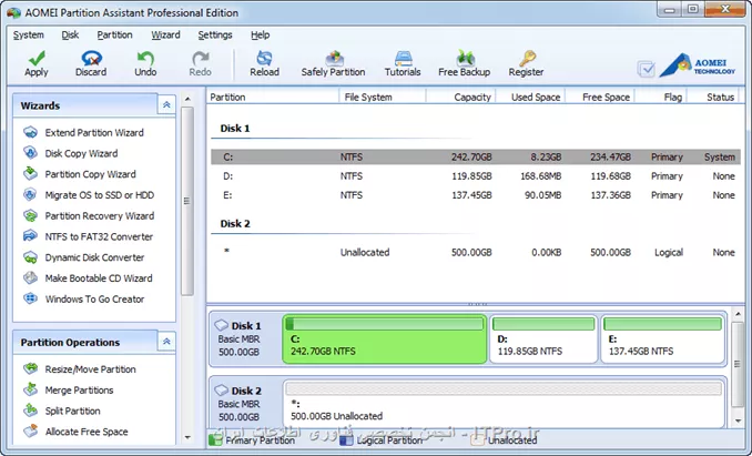با استفاده از برنامه Partition Magic یا AOMEI Partition Assistant Professional شما می تونید بدون از دست دادن اطلاعاتتون اقدام به ایجاد یا تغییر سایز پارتیشن کنید.
در زیر مراحل رو گام به گام و با استفاده از برنامه AOMEI Partition Assistant Professional میذارم تا کامل متوجه پروسه بشین.

<center>
||http://network.tosinso.com/files/get/e0245c47-5070-4bce-a4dc-471225399d28||
||http://network.tosinso.com/files/get/db506af4-4c29-4a57-94af-e37b81dff223||
||http://network.tosinso.com/files/get/b8e2d86f-b2d8-40f9-ac30-e4ab7228a6d2||
||http://network.tosinso.com/files/get/7b295b70-155f-4d3c-8374-564f6d5aeb9c||
||http://network.tosinso.com/files/get/6902066a-3c28-47e8-b71d-d372dc065f5a||
<center>