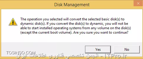 ضمن تشکر از دوستان عزیز
البته که جواب سوال شما همان برنامه هایی هست که دوستان معرفی میکنند در  disk management ویندوز و بر اصول و سیاست ویندوز نمیتونید کاری کنید مگر اینکه با نرم افزار های جانبی مثل ابزار هایی که دوستان معرفی کردن میتونید این کار رو انجام بدید ،  ولی جهت اطلاعات بیشتر شما و کاربران دیگر اضافه میکنم ،  شما در ویندوز زمانی میتونید از گزینه Expand استفاده کنید که دقیقاً بعد از اون پارتیشن فضای unallocated داشته باشید وگرنه نمیتونید این کار رو انجام بدید البته خود ویندوز میگه اگر میخوایی فضای درایوی رو اضافه یا Expand کنید که فضای Unallocated کمی با فاصله از اون درایو ایجاد شده(شبیه مثال شما البته بدون درایو ویندوز) باید اون پارتیشن به Dynamec تبدیل بشه یعنی از حالت Basic خارج میشه و دیگه نمیتونی Praymary داشته باشی و این موضوع در درایوی که ویندوز د اخلش باشه عملی نمیشه به تصاویر زیر دقت کنید
||http://icdl.tosinso.com/files/get/2f4e5a71-64df-4caa-820e-ff0485e4f15c||
تصویر بالا نشان میدهد درایو ویندوز در  Disk 0 قرار دارد و Disk به صورت basic قرار دارد
||http://icdl.tosinso.com/files/get/f3ed08ea-ed82-4878-a843-eee806756dce||
||http://icdl.tosinso.com/files/get/79f438e6-058a-4f9f-b571-00024d4df097||
تصاویر بالا نشان میدهد که درایو D را Shirink کرده و فضایی را به صورت unallocated در می آوریم
||http://icdl.tosinso.com/files/get/88047ae1-6731-403b-95a4-f8949fda5505||
تصویر بالا نشان میدهد  که ما نمیتوانیم درایو C را Expand کنیم
||http://icdl.tosinso.com/files/get/8b03462c-9b5b-4fb4-89c9-b3f2490b19cb||
ولی در درایو D که ما قبل Unallocated هست میتوان فضا را به D اضافه کرد (تصویر بالا)
--
اما در مورد DISK 1 که ویندوزی وجود ندارد در تصویر زیر میبینید که دیسک به صورت Bisic است و درایو F و G را داریم 
||http://icdl.tosinso.com/files/get/eb5e29fb-a73e-469e-ad3f-424d925f2dc8||
میخواهیم به درایو F فضای unallocated را اضافه کنیم و Expand را انجام دهیم
||http://icdl.tosinso.com/files/get/e07e16d1-1f59-4bc2-9e7a-ce5ce5eb5c66||
زمانی که Expand را میزنیم این پیغام ضاهر میشود که در این پیام میگوید برای اینکار حتماً باید دیسک به صورت dynamic در بیایید و ضمناً درایوی که Boot است نمیتوان Dynamic کرد و ...
||http://icdl.tosinso.com/files/get/228cc775-c9bf-455a-a051-99a378cfb7bd||
در تصویر فوق میبینید که پس از انتخاب Yes دیسک Dynamic شده و درایو F به این صورت اضافه میشود البته در disk managment شما درایو F را یکپارچه نمیبینید ولی در عمل اینصور نیست و درایو F حجمش زیاد شده و در My computer به صورت یک درایو با نام F نمایان میشود.
موفق باشید