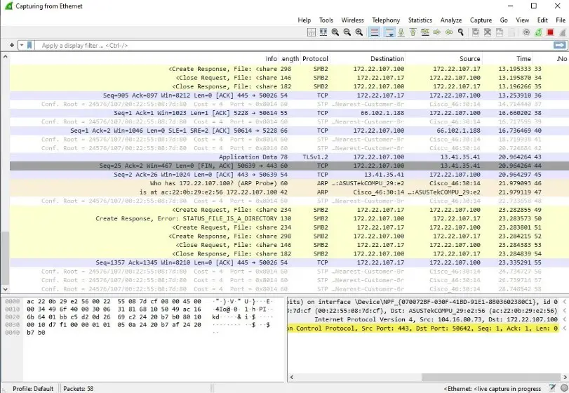 آغاز ضبط بسته ها