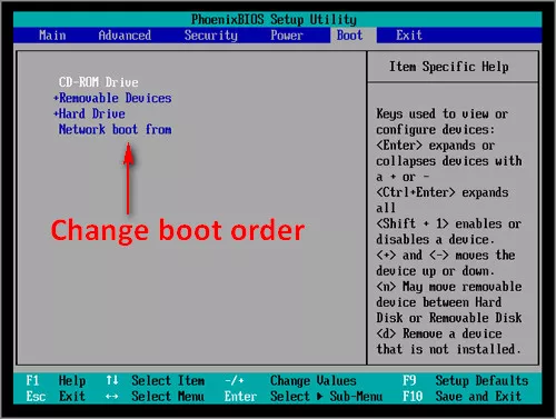 تنظیم boot order