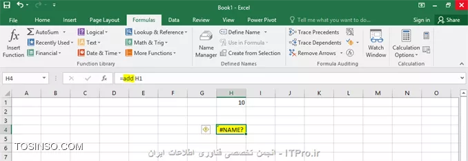 با سلام خدمت همه علاقه مندان ITPRO ؛ در این مبحث می خواهیم به بحث خطاهای موجود و رایج در اکسل بپردازیم ، اکثرکاربران نرم افزار اکسل که گهگداری بر حسب نیاز به اکسل رجوع می کنند ، مطمنا در هنگام مواجهه با این خطا ها کار برایشان سخت می شود و شاید نتوانند خطای مورد نظر را برطرف نمایند. ما سعی می کنیم تا حد امکان تمام مواردی را که باعث بوجود آمدن این خطا ها می شوند را بیان کنیم و کاربران محترم در صورت رعایت این موارد می توانند بدون خطا کارشون رو در اکسل انجام دهند.معمولا در سلولی که فرمول را وارد می کنیم اگر اشتباهی داشته باشیم نام خطای موجود  به همراه یک مثلث رنگی بصورت پیشفرض سبز رنگ در گوشه بالا سمت چپ سلول درج می شود.
!! خطای ?NAME#
این خطا معمولا در مواقع زیر اتفاق می افتد 
*اشتباه در نوشتن نام آدرس خانه ها* 
 در تصویر زیر آدرس خانه k شماره گذاری نشده است.
||http://tosinso.com/files/get/49b6ff3d-beff-4590-b6dc-a1ebe145f6f7||

*اشتباه در نوشتن فرمول ها *
در تصویر زیر ورودی های تابع Sum وارد نشده است.
||http://tosinso.com/files/get/9474a536-8221-4998-bd7a-b22a1588a63e||
در تصویر زیر بعد ازتابع Sum حرف M آمده که آن را تبدیل به یک تابع ناشناخته برای اکسل کرده است
||http://tosinso.com/files/get/9bb7eefe-3cef-473a-8362-21e1022de960||
در تصویر زیر در فرمول جمع ، استفاده از عبارت  Excel بدین شکل غیر مجاز می باشد.
||http://tosinso.com/files/get/d0bd4ad5-23f8-4eb4-a1bd-4cad6b5ed121||

*عدم رعایت فاصله بین فرمول ها و آدرس ها*
در تصویر زیر بین تابع Sum و آدرس خانه A1 فاصله وجود ندارد.
||http://tosinso.com/files/get/b91bb2cf-63e1-43ed-9d0a-5dc8cce2d3dd||

*عدم وجود آدرس خانه های آدرس دهی شده در فرمول ها*
در تصویر زیر آدرس سلول های وارد شده در کاربرگ جاری موجود نمی باشد.
||http://tosinso.com/files/get/faa3f699-55fe-435f-ab26-9f2d85280cfa||

*عدم استفاده از کاراکتر هایی مانند! و دابل کوتیشن در آدرس دهی فرمول و رشته ها *
در تصویر زیر بعد از عبارت Sheet باید علامت ! وارد می شده است.
||http://tosinso.com/files/get/a605c61f-5017-46ff-9d94-0bcd67d513e9||
در تصویر زیر باید عبارت Reza بین   قرار می گرفته است.
||http://tosinso.com/files/get/6363cf37-0b97-4872-a4c3-e55f4d7ab166||

*استفاده از فرمول های پیشرفته تعریف شده در قسمت VB اکسل ،که این تابع در قسمت توابع اکسل تعریف نشده باشد*
در تصویر زیر تابع Add که در بخش Vb تععریف شده به لیست تابع ها معرفی نشده است .
||http://tosinso.com/files/get/e0e7d304-89ca-4598-8af9-8bc1815eed56||


با ادامه مقوله خطا های اکسل در قسمت های بعدی با ما همراه باشید.



نویسنده : احمد نظری
منبع : |جزیره مبانی کامپیوتر و مهارت های هفتگانه وب سایت توسینسو::https://tosinso.com/icdl|
هرگونه نشر و کپی برداری بدون ذکر منبع و نام نویسنده دارای اشکال اخلاقی می باشد.  