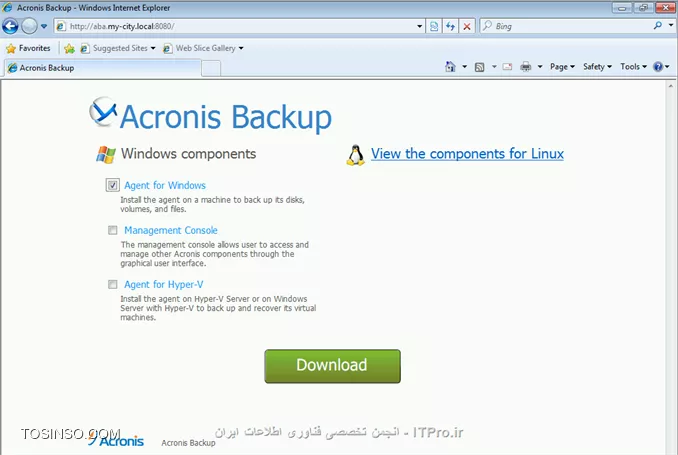 بعد از نصب و راه اندازی Acronis backup advanced و تعین جائی برای ذخیر سازی اطلاعات قدم بعدی Deploy کردن Agent بر روی Client/Serverها می باشد.
! قبل از شروع چند نکته را بخاطر بسپارید :
--
* گاهی وقتا UAC باعث عدم نصب Componentها از راه دور می شود. برای غلبه بر این مشکل بصورت موقت UAC را غیرفعال کنید.
* برای نصب Acronis Agent بر روی remote computer باید پورت 445 و 9876 و 25001  بر روی Firewall باز باشد. با فعال کردن  File and Printer Sharing پورت 445 بصورت اتومات بر روی Firewall باز می شود.
* قابلیت Use simple file sharing باید بر روی Windows XP and Windows server 2003 غیرفعال باشد.
* می توانید با استفاده از Group Policy پورت 25001 را بر روی همه firewallهای Client/Serverها بصورت exceptions باز کنید. از مسیر زیر استفاده کنید:
<ltr>
Administrative Templates -> Network -> Network Connections -> Windows Firewall -> Domain Profile -> Windows Firewall: Define inbound port exceptions
<ltr>
و پارامتر آن را بصورت زیر اضاف کنید:
<c#>
25001:tcp:*:enabled:Acronis remote install
9876:tcp:*:enabled:Acronis remote install
<c#>
||http://tosinso.com/files/get/9395539a-18ce-451e-8d6e-95f968a3ede9||
بعد از آماده سازی مراحل اولیه می توانید دست بکار شوید
بوسیله Console Management به Management Server وصل شوید و از منوی :
||http://tosinso.com/files/get/d83b2fd8-f3ae-4be7-8eb2-774ec24d817e||
گذینه بالا را انتخاب کنید
||http://tosinso.com/files/get/159ea00e-21ea-4fcb-9a4f-b8f0d6eda9d0||
گذینه های آن آسان می باشد و نیازی به تعریف نیست. طبق معمول من گذینه From Active Directory را کلیک و کامپیوترهای که می خواهم را اضافه می کنم.
||http://tosinso.com/files/get/83e053ce-9e54-49a7-b09e-c395f1d8e8fa||
نکته : برای اضافه کردن این دو باید اکانتی را انتخاب کنید که مجوز مدیریتی بر روی کامپیوترهای بالا را داشته باشد.
||http://tosinso.com/files/get/2793a366-9698-4469-a0a6-90da135a3b3a||
اینجا میگه چه Componentی می خواهید بر روی این کامپیوترها نصب کنید؟؟؟ که ما فقطagent for Windows  را انتخاب و Next
||http://tosinso.com/files/get/62d1e975-7361-4d69-8da7-1376c99537d1||
اینجا میگه باید یک License Server معرفی کنید. من همه این Componentها را بصورت آزمایشی نصب می کنم.
||http://tosinso.com/files/get/de768cbb-750e-48a1-955a-97b4640c7723||
همان بحث تکراری Machine account service می باشد که من یک User از پیش تعریف شده برای اینکار در نظر گرفتم. 
Next, next and Proceed
بعد از اتمام نصب باید کامپیوترها را به Management Server اضاف کنید (قائدتا بعد از نصب باید بصورت اتومات به سرور add بشن ولی این برنامه اینطوریه)
از منوی 
||http://tosinso.com/files/get/92696a1c-a71f-4625-b9da-45645f99157f||
را انتخاب و کامپیوترهای قبلی را دوباره انتخاب 
||http://tosinso.com/files/get/cc13c372-5966-4e98-8402-08380552ee2e||
||http://tosinso.com/files/get/e3a68b06-01a9-4f67-908c-132af5d04af6||
در انتهای این آموزش به این نکته هم اشاره کنم. وقتی شما قابلیت  Management Web-baseرا بر روی Management Server نصب و کانفیگ کرده باشید می توانید از هر جای شبکه با وارد کردن ادرس Management Server و پورت آن به Management Web-base وصل و Component مناسب را بر روی آن Client/Server نصب کنید:
||http://tosinso.com/files/get/e18940a6-08e6-4761-b6aa-97fbf1d0145e||
--
موفق و پیروز باشید 

نویسنده: احمد جهلولی 
منبع: |جزیره راهکارهای ذخیره سازی اطلاعات وب سایت توسینسو ::https://tosinso.com/virtualization|
نشر و کپی برداری، صرفاً با ذکر نام نویسنده و منبع مجاز می باشد. 
