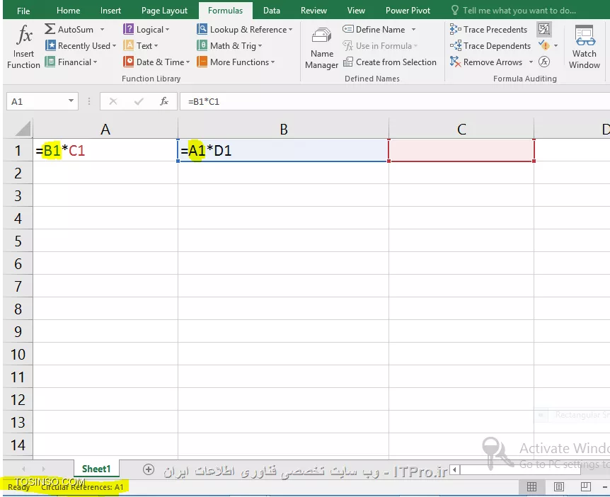 دلایل بروز خطای Circular Reference Error در اکسل چیست ؟ (Circular#)