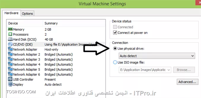 شما CD نرم افزارهای Hiren رو تهیه کنید از طریق Edit کردن CD ROM مجازی VM میشه بهش CDROM رو معرفی کرد تا ازش بوت کنه ، یا فایل ISO نرم افزار رو بهش معرفی کنید به شکلی که در تصویر زیر میبینید : 
||http://network.tosinso.com/files/get/e6c80393-c024-4789-b5b0-bc01b6a01c0e||