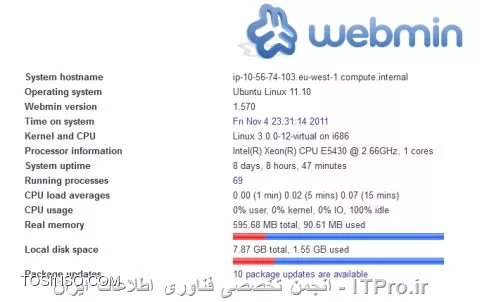 <center>
||http://tosinso.com/files/get/b4ba3de4-d5ac-46d7-a3ce-b8a281ae1102||
<center>
*وب مین - Webmin* یک پکیج نرم افزاری برای لینوکس است که یک کنترل پنل مبتنی بر وب برای سیستم عامل لینوکس و سرویس های آن فراهم می کند. به این معنی که وقتی شما Webmin را بر روی سیستم (سرور) خود نصب می کنید، می توانید از طریق یک مرورگر وب، سیستم عامل خود را از بسیاری از جنبه ها پیکربندی و مدیریت نمایید. این کنترل پنل بسیار سبک بوده و نصب آن بر عکس بسیاری از پنل های مشابه آسان بوده و با حداقل منابع سرور قابل اجرا است. در حال حاضر این کنترل پنل معرف رایگان بر روی سیستم عامل لینوکس نسخه دبین (Debian) و سنت او اس (CentOS) به خوبی نصب می شود، ضمن اینکه سایر نسخه های لینوکس را هم به صورت نصب دستی نیز پشتیبانی می کند و از یکی از قابلیت های این کنترل پنل نصب شدن روی سیستم عامل 32 و 64 بیتی است.

*برای مثال می توان به موارد زیر اشاره نمود:*
* پیکربندی وب سرور آپاچی
* پیکربندی ایمیل سرور
* پیکربندی دی ان اس سرور
* مدیریت کاربران و گروه های کاربری
* مجوز ها و سطوح دسترسی
* پشتیبان گیری از اطلاعات و تنظیمات
* ...

و همه ی این موارد تحت وب و به صورت گرافیکی انجام می گیرد که یک مزیت بزرگ است. از این نرم افزار بیشتر برای کنترل سرور ها و VPS ها استفاده می شود.
<center>
||http://tosinso.com/files/get/e791c81c-c835-4516-a05d-13b0a3708bb6||
<center>

برای نصب کنترل پنل وب مین (Webmin) سرور شما باید حداقل منابع زیر را داشته باشد.

*مشخصات سخت افزاری مورد نیاز:*
* پردازشگر حداقل 288Mhz در ثانیه
* حافظه رم حداقل 256Mb برای حالت معمولی و برای هاستینگ حداقل 1024Mb
* فضای هارد دیسک حداقل 10Gb
* سیستم عامل Centos یا Debian نسخه 32 یا 64 بیتی
<center>
||http://tosinso.com/files/get/354c9668-26d8-4252-b69f-efa45f75a8f9||
<center>
*آموزش نصب Webmin در سرور لینوکس*
آموزش نصب Webmin در سرور لینوکس بسیار ساده و آسان است. بسته به توزیع و نسخه سیستم عامل لینوکس سرور خود باید پکیج مورد نظر را دانلود نموده و اجرا نمایید.

*آموزش نصب Webmin روی CentOS*
با توجه به اینکه لینوکس CentOS جزو توزیع های RHEL و rpm ساپورت است، بهترین روش برای نصب Webmin روی CentOS استفاده از پکیج نصب rmp وب مین است. برای نصب وب مین بر روی لینوکس CentOS به روش زیر عمل کنید:
<ltr>
wget http://prdownloads.sourceforge.net/webadmin/webmin-1.710-1.noarch.rpm
rpm -U webmin-1.710-1.noarch.rpm
<ltr>
پس از اتمام مراحل نصب وب مین روی CentOS ابتدا اقدام به غیر فعال کردن فایروال Iptables کنید یا پورت ۱۰۰۰۰ را بر روی سرور باز کنید تا مجوز دسترسی به وب مین داده شود.
<ltr>
service iptables stop
<ltr>
حالا با این آدرس وارد کنترل پنل کاربری خود شوید و از مدیریت سرور خود نهایت لذت را ببرید:
<ltr>
https://server-ip:10000
<ltr>

*آموزش نصب Webmin روی Ubuntu و Debian*
اگر از توزیع های لینوکس مشتق شده از Debian مانند خود لینوکس دبیان یا لینوکس Ubuntu استفاده میکنید بهترین و ساده ترین روش نصب وب مین روی سرور استفاده از پکیج نصب deb می باشد. برای نصب وب مین بر روی سرور هایی که .deb ساپورت هستند مطابق دستورات زیر عمل کنید:
<ltr>
wget http://prdownloads.sourceforge.net/webadmin/webmin_1.710_all.deb
dpkg –install webmin_1.710_all.deb
<ltr>
پس از اتمام مراحل نصب وب مین روی Debian ابتدا اقدام به غیر فعال کردن فایروال Iptables کنید یا پورت ۱۰۰۰۰ را بر روی سرور باز کنید تا مجوز دسترسی به وب مین داده شود.
<ltr>
service iptables stop
<ltr>
حالا با این آدرس وارد کنترل پنل کاربری خود شوید و از مدیریت سرور خود نهایت لذت را ببرید:
<ltr>
https://server-ip:10000
<ltr>

<center>
||http://tosinso.com/files/get/632e9b8c-ed3a-4b4a-863a-4e5b23de9769||
<center>
نصب وب مین بسیار سریع بوده و حد اکثر چند دقیقه زمان نیاز دارد. توجه داشته باشید که Webmin به تنهایی امکانات هاستینگ قابل توجهی ندارد و برای استفاده راحت از امکانات هاستینگ وب مین ابتدا باید اقدام به نصب کنترل پنل هاستینگ Virtualmin روی Webmin نمایید. در واقع ویرتوال مین یک ماژول برای وب مین است که امکانات هاستینگ را به وب مین اضافه میکند.
وب مین بدون ماژول هاستینگ Virtualmin مناسب افراد حرفه ای و مسلط به لینوکس است . در این صورت قادر خواهید بود سرور لینوکس خود را به طول کامل و به صورت وب بیس مدیریت و کانفیگ نمایید.

کتاب «راهنمای استفاده از مدیر وبمین» که در 246 صفحه به صورت فارسی و با حمایت شورای عالی اطلاع‌رسانی تهیه شده است، از لینک زیر قابل دانلود می باشد.
<center>
||http://tosinso.com/files/get/8f1299bd-7f39-411b-b408-dec683185d69||
*|دریافت فایل::http://www.soorensystem.ir/c/document_library/get_file?p_l_id=10450&folderId=10623&name=DLFE-8.pdf|*

*|مستندات وب مین - webmin::http://docs.virtualmin.com/Webmin/Main_Page|*
<center>

*نکته اول:* جهت ورود به پنل مدیریت از پورت 10000 استفاده کنید.
*نکته دوم:* کنترل پنل را روی سیستم عامل تازه نصب شده، نصب کنید.
*نکته سوم:* نام کاربری admin یا root و رمز عبور سیستم عامل برای ورود به وب مین مورد استفاده قرار می گیرد.
*نکته چهارم:* برای نصب این کنترل پنل بر روی سایر سیستم عامل ها به سایت مرجع *|وب مین::http://webmin.com/|* مراجعه کنید. در صورتی که سوالی داشتید در حد بضاعت بنده نیز در خدمت خواهم بود.

<left>
*موفق و پایدار و سالم باشید*
<left>