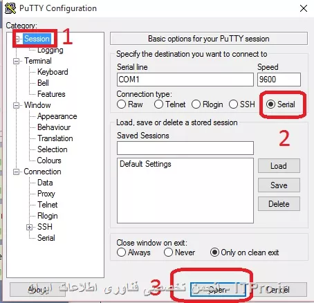 دوست من ابتدا نرم افزار Putty رو دانلود میکنی بعد به قسمت serial میری مثل شکل زیر 
||http://network.tosinso.com/files/get/e07bfe3b-3021-4679-bf16-b3436e0950f2||
بعد تنظیمات رو مثل شکلی که در پست قبل گذاشتم انجام میدی
بعد میری قسمت session و گزینه Serial رو انتخاب میکنی و Open رو میزنی شکل زیر میتونه کمکت کنه
||http://network.tosinso.com/files/get/e90626f6-5110-481e-a8e9-292d12c5bd1f||

این مراحل رو برید و نتیجه رو اعلام کنید
موفق باشی