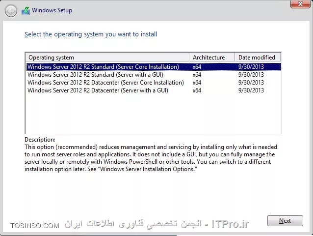 ||http://network.tosinso.com/files/get/e9f1b117-7df5-4018-ae6f-01fe3cc6764a||

سلام .
  باتشکر از توضیحات کامل شما دوست عزیز فایل ایمیج ویندوز سرور 2012 من دارای ویرایش های (متابق عکس ) که جدای STANDARD & DATACENTER حالات مختلفی دگه ای هم داره که در پرانتز جلو شون نوشته شده است درباره اون ها هم ممکنه توضیحاتی بدید .
                             
!!                                                                                     با تشکر.