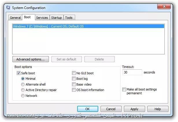 استفاده از Msconfig برای ورود به محیط Safe Mode یا Safe Boot