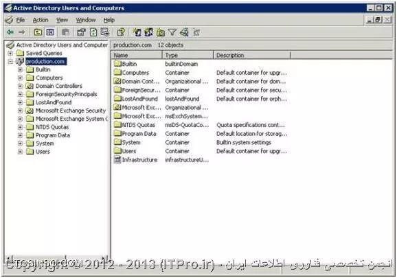 کنسول اکتیودایرکتوری Users and Computers