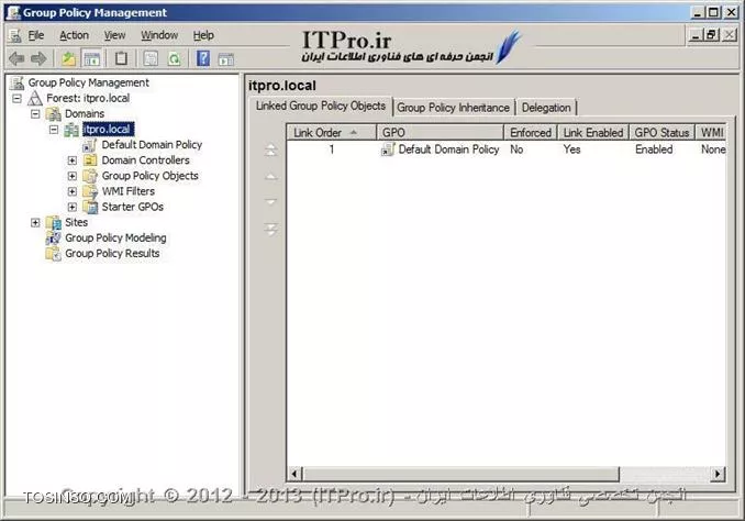 معرفی و آموزش کار با کنسول Group Policy Management در ویندوز سرور 2008 R2