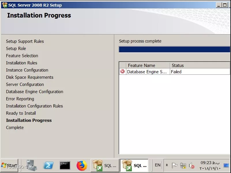 با سلام و خسته نباشید. من برنامه SQL Server 2008 R2 را در ماشین مجازی ویندوز سرور 2008 R2 نصب میکنم و از اخر با Error در تصویر مواجه میشم هر کاری کردم مشکلش رو پیدا نکردم.اگر میشه دست یاری برسانید ممنون.


||https://tosinso.com/files/get/7d7e215e-fdb1-4851-992a-c6200891a52b||





||https://tosinso.com/files/get/ec1b347e-9ad4-469e-ab52-1a1285471e21||