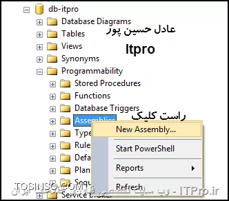 با سلام
همان طور که دوست عزیزمون راهنماییتون کردن در sql server 2016 مطابق راهنمای خود میکروسافت می تونید از جداولتون خروجی json بگیرید : 
این عکس و بنده از سایت خود مایکروسافت گرفتم :
<center>
||https://dba.tosinso.com/files/get/034552a8-8700-4936-9e81-88b1087689ed||
<center>
---------------------
اما برای نسخه های قبل از 2016 باید چیکار کرد :
استفاده از CLR : توابعی که به زبان های مبتنی بر دات نت نوشته میشن بعد به صورت اسمبلی به sql معرفی میشن
خوب برای تبدیل خروجی جداولتون به خروجی JSON :
سه تا اسمبلی باید توی sql ایجاد کنید با دسترسی Unrestricted : این نوع دسترسی دسترسی کامل است به گونه ایی که به این توابع دسترسی کامل به فایل ها و فولدرهای سرور خودتون هم می دید
ابتدا برای اینکه بتونید همچین اجازه ایی به خودتون بدین که اصلا همچین توابعی تعریف کنید ابتدا باید خاصیت TRUSTWORTHY پایگاه داده مربوطه on باشد همون طور که از معنی کلمه پیدا است با فعال کردن این گزینه بانک اطلاعاتی شما به صورت قابل اعتماد می تونه اسمبلی هایی رو به صورت Unrestricted تعریف کنه .
<center>
||https://dba.tosinso.com/files/get/d39626f2-cc93-4654-a927-ebaf552dbbd1||
<center>
بعد از اینکه TRUSTWORTHY رو فعال کردیم : بروی بانک اطلاعاتیمون راست کلیک می کنیم و در بخش Option از فغال شدن آن اطمینان حاصل می کنیم :
<center>
||https://dba.tosinso.com/files/get/cad6298e-40d3-4233-afc8-3e7609c0d5b5||
<center>
بعد از این کار باید clr_option که اجازه میده اسمبلی های ما به توابع .net دسترسی داشته باشن و فعال کنیم :
ابتدا یک کوئری جدید میسازیم و اجراش می کنیم :
<center>
||https://dba.tosinso.com/files/get/563a304b-eac7-4106-9ad3-f85663321074||
<center>
خوب حالا وقتش رسیده که سه تا اسمبلی رو به Sql سرورمون اضافه کنیم :
سپس فایل های DLL رو به ترتیب پایین اضافه می کنیم به بخش اسمبلی ها :
<center>
||https://dba.tosinso.com/files/get/f6a02f05-713c-469a-ae5b-1dd523848842||
<center>
این سه فایل از آخر همین پست قابل دانلود هستن .
خوب حالا هر سه فایل رو باید در بخش اسمبلی ثبت کنیم یا اصطلاحا Register کنیم :
برای این کار طبق تصاویر پایین مراحل رو پیش میریم :
<center>
||https://dba.tosinso.com/files/get/ec6d45fd-7d77-4172-95b5-ca989667878e||
<center>
بعد از پنجره ی ظاهر شده بروی Browse کلیک کرده و آدرس فایل DLL رو بهش می دیم :
<center>
||https://dba.tosinso.com/files/get/550d220a-9cbd-42fb-bbd7-38bc94608f8d||
<center>
در اخر قبل از اینکه بروی ok کلیک کنیم باید Permission رو بروی Unrestricted بزاریم :
<center>
||https://dba.tosinso.com/files/get/08a18a7d-848c-4e4a-ad4d-72c3087ff265||
<center>
خوب سه تا فایل DLL رو به همون ترتیبی که در عکس واستون مشخص کردم در بخش اسمبلی تعریف می کنید :
<center>
||https://dba.tosinso.com/files/get/f1ef830f-8db3-40c2-8e6f-8e606e502ece||
<center>
خوب حالا پس از اضافه کردن سه اسمبلی باید از تابعی که داخل اون برای تبدیل خروجی جداول SQL به Json استفاده کنیم :
اسم اسمبلی هست : JSON.SQL
اسم کلاسمون هست : StoredProceduresAndFunctions
اسم فانکشن یا تابع ما هست : xf_JSON_Query
به سه تا پارامتر بالا جهت استفاده از اسمبلی نیاز داریم :
خوب حالا باید یک فانکشن توی Sql ایجاد کنیم و بگیم که از اسمبلی با نام فلان و کلاس فلان و تابع فلان استفاده کن :
<center>
||https://dba.tosinso.com/files/get/94150bcd-db98-4ca0-b8c3-321dc1a2c5e1||
<center>
خوب همون طور که میبینید پارامتر اول این تابع دستور SQL ی هست که قرار خروجی اون دستور تبدیل به JSON بشه و پارامتر دوم هم تعیین کننده ی این است که در پارامتر اول از تک کوت یا دابل کوت استفاده کردیم که باید 0 باشه .
<center>
||https://dba.tosinso.com/files/get/a6f04bfc-551a-415b-a845-e63876a2fc61||
<center>
خوب حالا باید تابعمون و تستش کنیم :
اینم نتیجه ی نهایی :
<center>
||https://dba.tosinso.com/files/get/e5afc3b6-1cb0-4fd6-b136-df24062e25f7||
<center>
اطلاعات جدلمون این بوده که خروجی JSon ش شده این :
<center>
||https://dba.tosinso.com/files/get/cfde8873-82e6-4abf-bbfd-c3c528b9cb37||
<center>
|دانلود فایل های DLL مورد نیاز::https://www.mediafire.com/?p8s1cc41mrm3yxc|