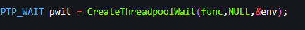 Create a waiting thread with the CreateThreadpoolWait function