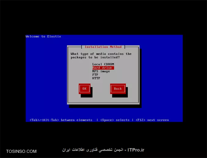 سلام به همه
در حال نصب elastix  روی vmw بودم که در پنجره سوم  با مشکل خوردم||http://tosinso.com/files/get/f036ce60-a9b5-4d1c-8849-be5914ac0275||

تو این پنجره از من روش نصب رو میخواد 
مسلما گزینه 4 و 5 نیست ، وقتی hard drive و cd-rom رو انتخاب میکنم چیزی رو پیدا نمیکنه ولی وقتی nfs image  رو انتخاب میکنم میره قسمت بعد ولی تو جایی که از من  nfs server  میخواد میمونم  و نصب نمیشه 
حالا من اکثر سایت های آموزش نصب الستیکس رو گشتم برای هیچ کس همچین پنجره ای نیومده که بخوام طبق اون جلو برم 

اگه کسی از بچه ها میدونه راه حل رو لطفا کمکم کنه 
ممنون
