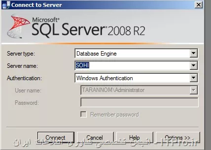 بببینید من یه ویندوز دارم که دامین هست و روی اون actuve directory و dns نصبه
ویندوز دومم هم join کردم به دامین

ویندوز دامین وقتی میخواد روشن بشه با این آیدی میاد بالا:  TARANNOM\Administrator 
چون اسم دامین من هست : tarannom.com

 ویندوز دوم هم که عضو دامین هست با این آیدی میاد: Administrator@tarannom.com
اسم کامپیوترمم که عضو دامین هست گذاشتم SOHI
حالا که sql  رو نصب کردم میخوام بازش کنم فقط در همین حالت connect میشه 
||http://web.tosinso.com/files/get/f0d89ad3-e3ef-4c67-9649-116a96dec160||
||http://web.tosinso.com/files/get/34877ad2-006a-4d22-b800-0799b724f7fb||

ایا الان درسته؟

اگه آره ، نمیدونم باید چیکار کنم تا اون اروری که شیرپوینت بهم داده برطرف کنم