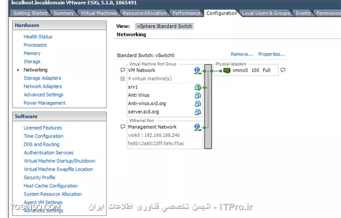 شما متوجه صحبت من نشدید
اولا که هاست روی vsphere هست ، نه vm، این سرور vsphere هم روی یک سرور hp نصب شده
حالا من ip خودسروری  که vsphere روش نصب هست رو میتونم پینگ کنم
ولی ip اون ماشین های مجازی که درون  vsphere راه اندازی کردم رو نمیتونم پینگ کنم و همچنین نمیتونم بهشون remote desktop بزنم

در ضمن فایروال اون ماشین های درون vsphere خاموش است و remote desktop هم فعال است
||http://network.tosinso.com/files/get/8bfff691-99e6-4eba-a0e6-081995de202c||
||http://network.tosinso.com/files/get/5b898332-a5f1-4c8d-865d-e7adcf71ae0f||

تنظیمات networking هم به صورت زیر است
||http://network.tosinso.com/files/get/f0e81d38-8ce9-442f-91d6-32516cc5b18d||