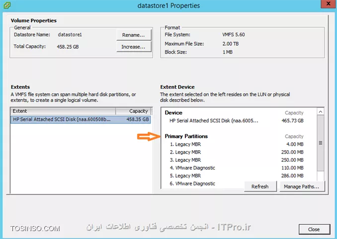 چگونه متوجه بشویم بر روی کدام Datastore سیستم عامل ESXi نصب شده است