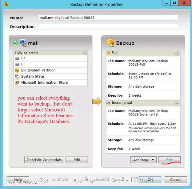 Backup and Restore از Exchange 2013 بوسیله برنامه Backup Exec