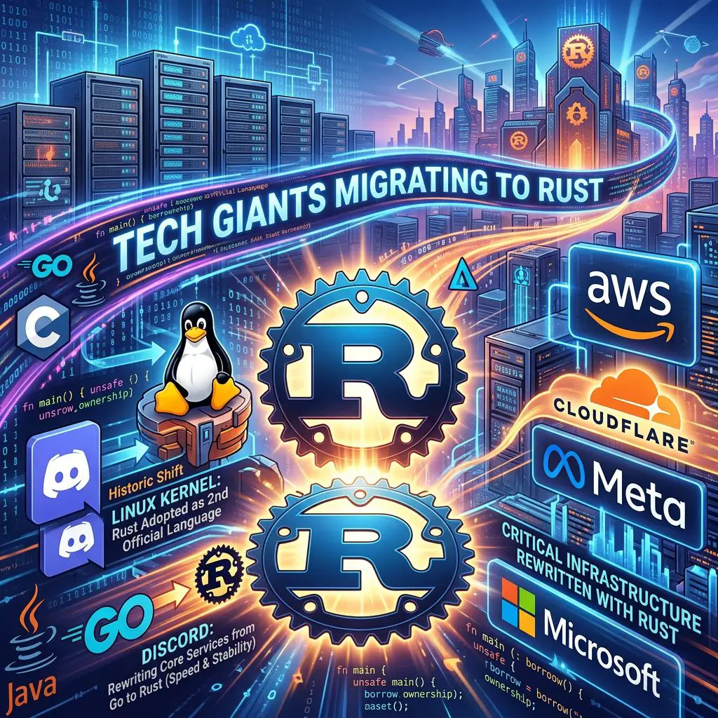 غول&zwnj;های تکنولوژی که به Rust مهاجرت کردن