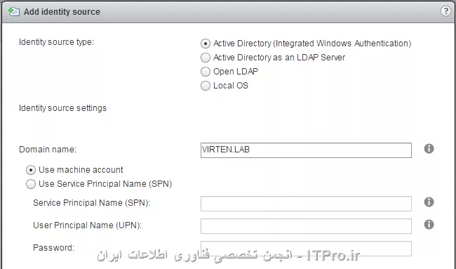اول باید به Active Directory وصل شید 

Administration => Identiry Sources =>Add

||http://network.tosinso.com/files/get/775e533d-044d-42df-a716-a180b2cc39d8||

||http://network.tosinso.com/files/get/899c97fd-5588-4a8d-89c1-025a4046be0d||
||http://network.tosinso.com/files/get/f6a6b7ff-d892-45db-8054-9a0b80f06f37||

بعذ در Global Permission به کاربران دامین دسترسی بدید

||http://network.tosinso.com/files/get/170924b0-ba6b-4044-bc55-74b7dc018d26||
||http://network.tosinso.com/files/get/7d496539-b7db-48d3-ba75-3ac2149847b8||