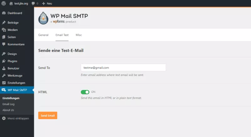 مدیریت افزونه WP Mail SMTP