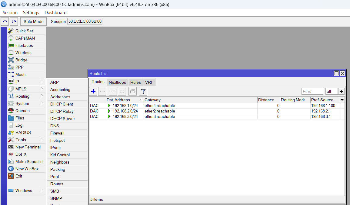 ip route in mikrotik