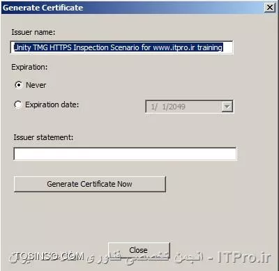 تصویر سوم : ایجاد Certificate برای TMG جهت استفاده در HTTP Inspection