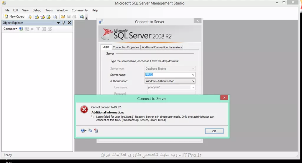 سلام
من sql server 2008رو رو سیستمم نصب کردم...حالا  که میخوام بهش اتصال پیدا کنم با خطای زیر مواجه میشم
اسمه اکانت کامپیوتر هم PRS2هست
ممنون میشم کمکم کنید
||http://tosinso.com/files/get/fb716750-04bf-48d6-80d8-b86137db0667||