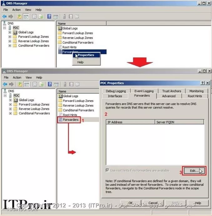 تشریح مفاهیم Forwarder  و Conditional Forwarding  در DNS و شیوه پیاده سازی آنها در DNS سرور